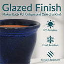Sunnydaze Glazed Ceramic Planter with Drainage Holes - Set of 2