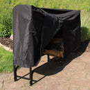 Sunnydaze Outdoor Firewood Log Rack with Cover Combo - Black